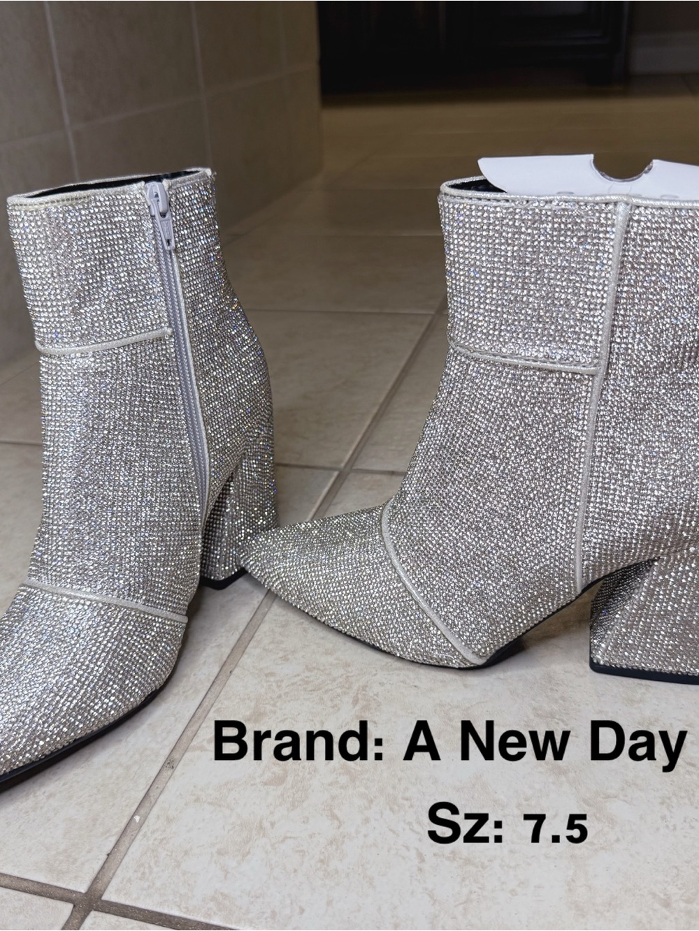 a new day Silver Rhinestone Ankle Boots